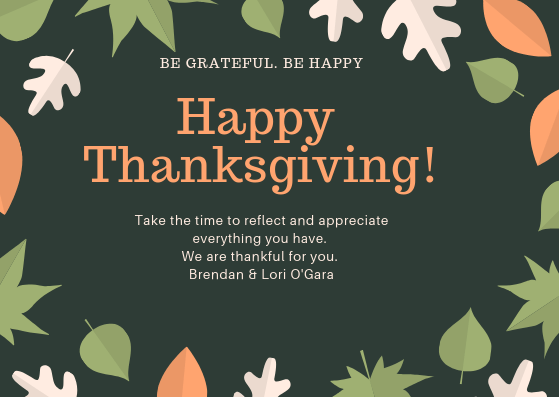 Brown Fall Leaves Thanksgiving Card